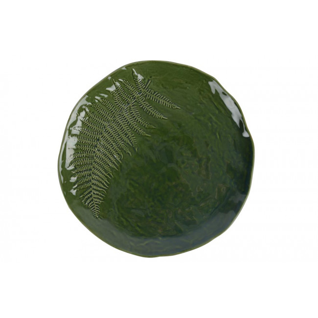 Decorative Plate Farn, green, ceramic, D29cm