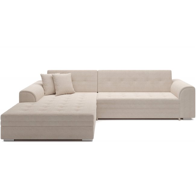 Corner sofa Erento L, sleeping function, Jarell 18, corduroy, beige, H78x296x194cm