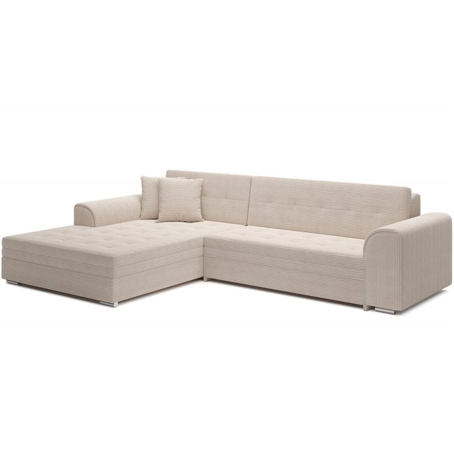 Corner sofa Erento L, sleeping function, Jarell 18, corduroy, beige, H78x296x194cm