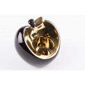 Candle holder Apple, black/golden, 8x9x8cm