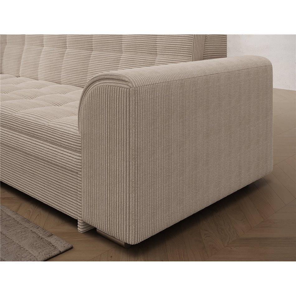 Corner sofa Erento L, sleeping function, Jarell 18, corduroy, beige, H78x296x194cm