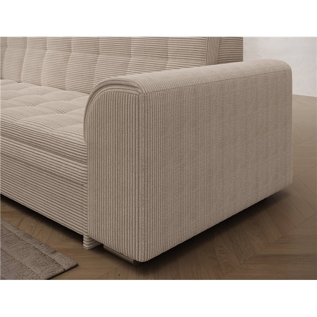 Corner sofa Erento L, sleeping function, Jarell 18, corduroy, beige, H78x296x194cm