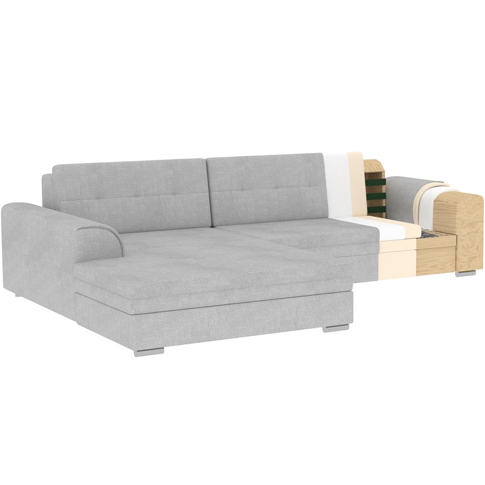 Corner sofa Erento L, sleeping function, Jarell 18, corduroy, beige, H78x296x194cm
