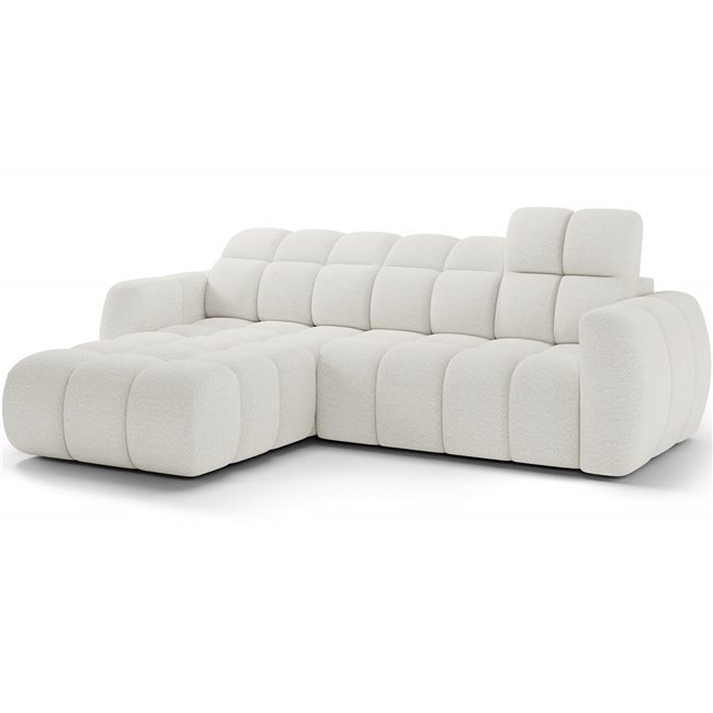 Corner sofa Efanito L, sleeping function, Royal 01, boucle, white, H105x288x200cm
