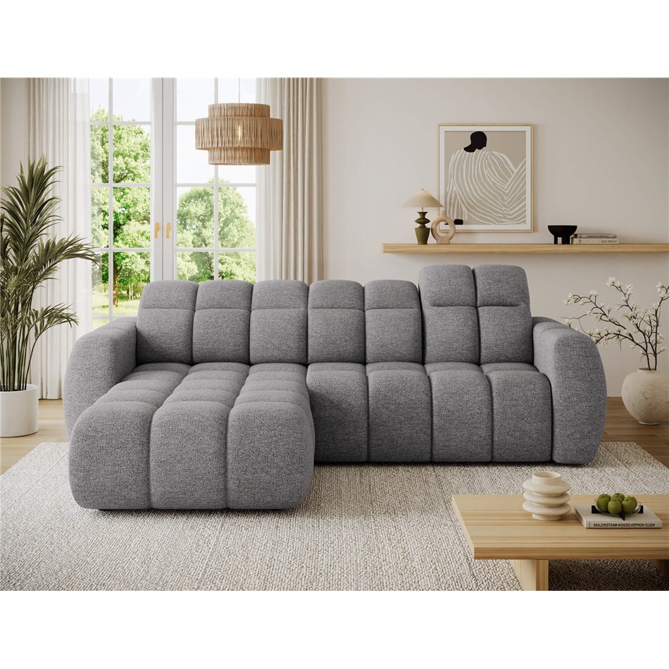 Corner sofa Efanito L, sleeping function, Coralline 03, light grey, H105x288x200cm