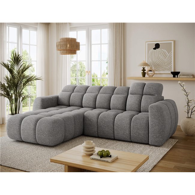 Corner sofa Efanito L, sleeping function, Coralline 03, light grey, H105x288x200cm