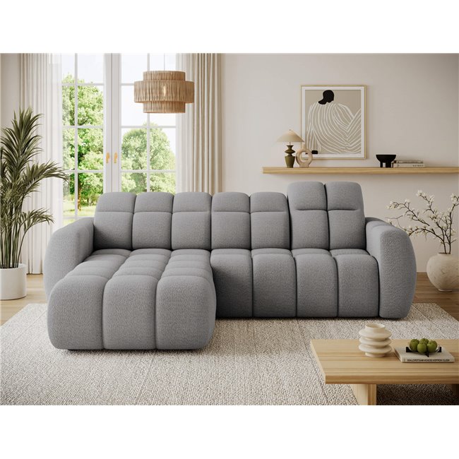 Corner sofa Efanito L, sleeping function, Royal 04, boucle, grey, H105x288x200cm