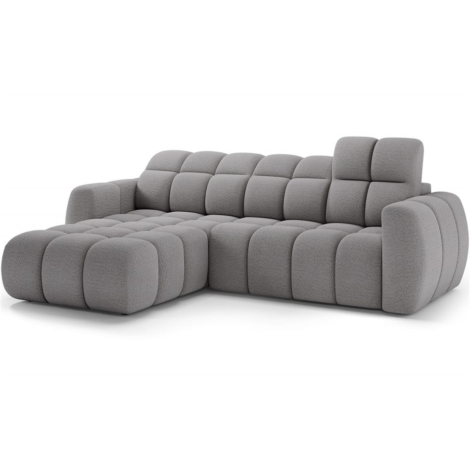 Corner sofa Efanito L, sleeping function, Royal 04, boucle, grey, H105x288x200cm
