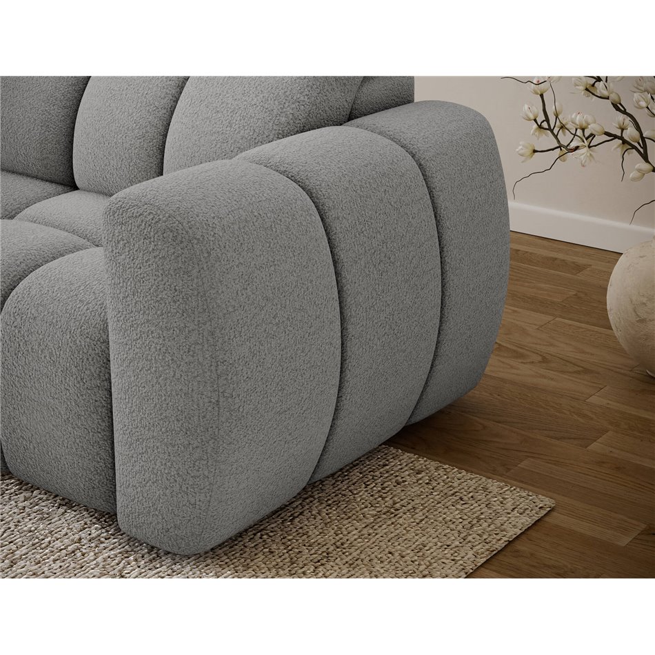 Corner sofa Efanito L, sleeping function, Royal 04, boucle, grey, H105x288x200cm