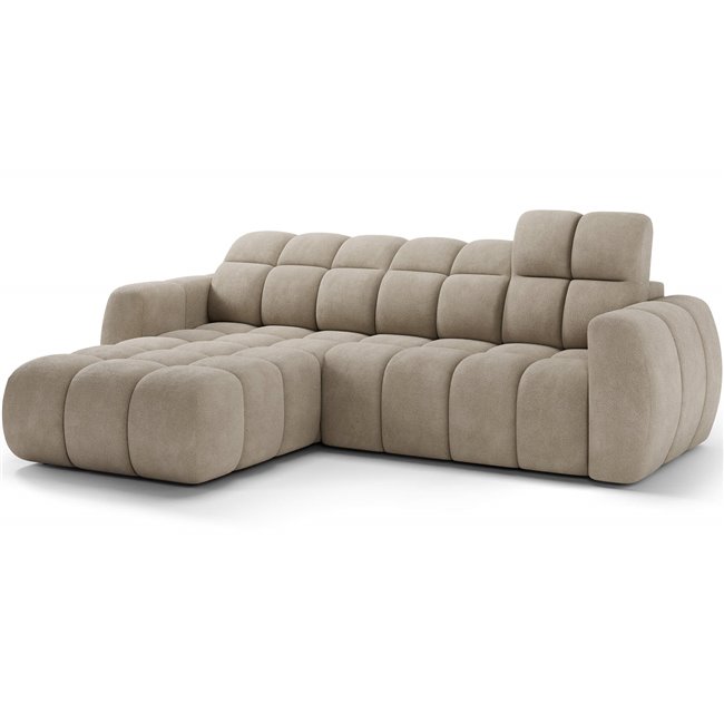 Corner sofa Efanito L, sleeping function, Amore 18, boucle, beige, H105x288x200cm