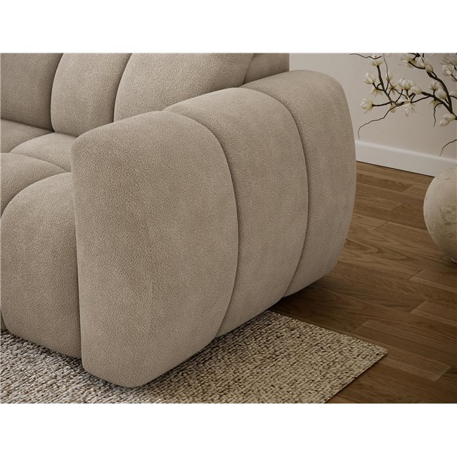 Corner sofa Efanito L, sleeping function, Amore 18, boucle, beige, H105x288x200cm