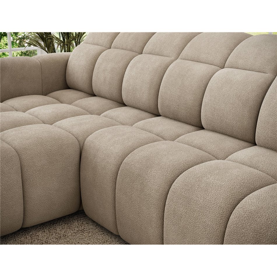 Corner sofa Efanito L, sleeping function, Amore 18, boucle, beige, H105x288x200cm