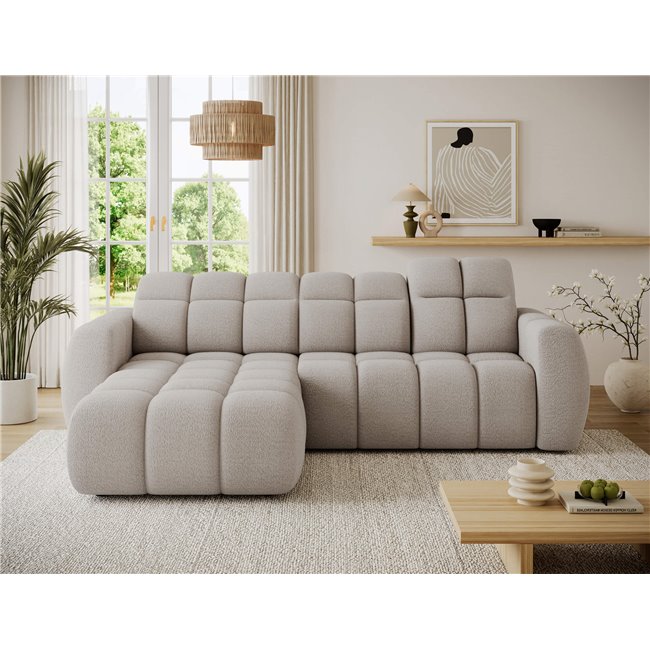 Corner sofa Efanito L, sleeping function, Royal 18, boucle, beige, H105x288x200cm