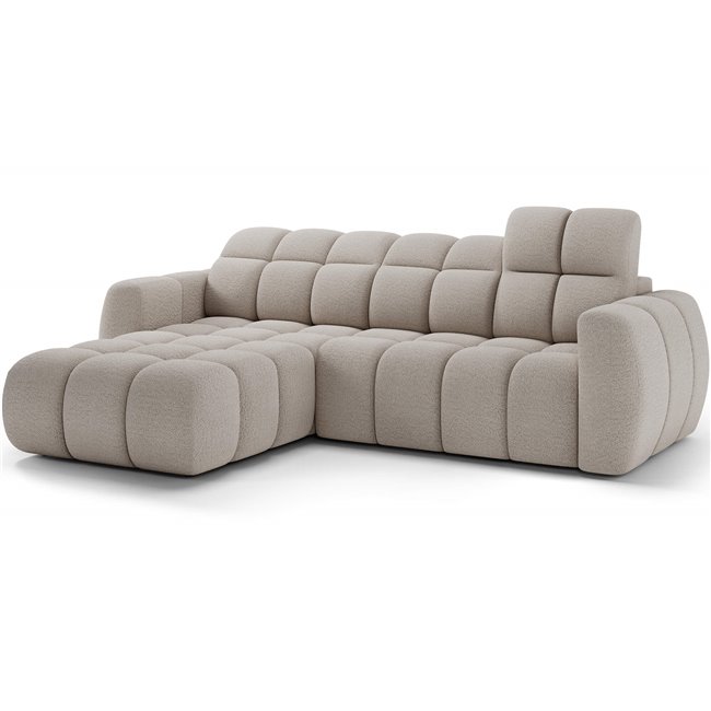Corner sofa Efanito L, sleeping function, Royal 18, boucle, beige, H105x288x200cm