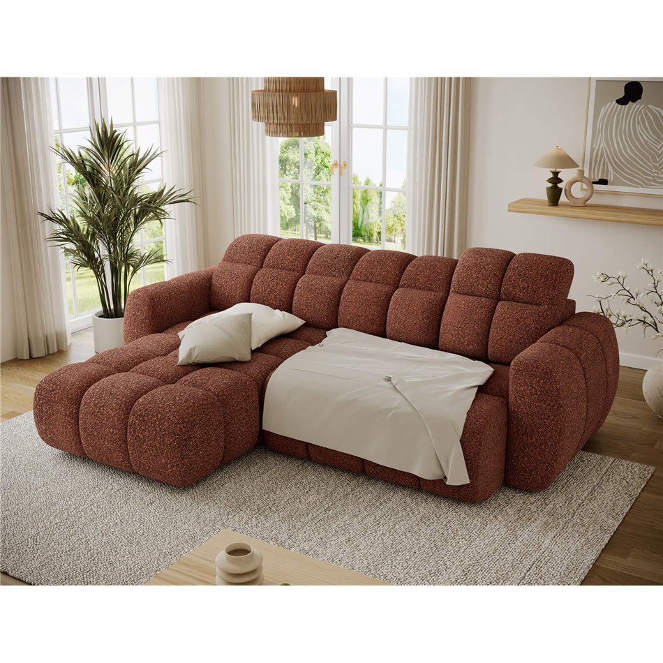 Corner sofa Efanito L, sleeping function, Jaffray 30, red, H105x288x200cm
