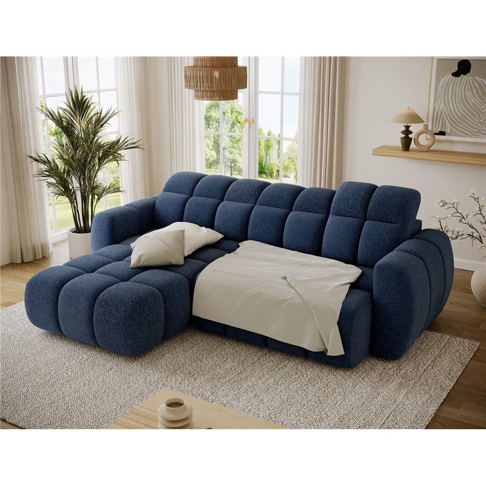 Corner sofa Efanito L, sleeping function, Paolli 40, blue, H105x288x200cm