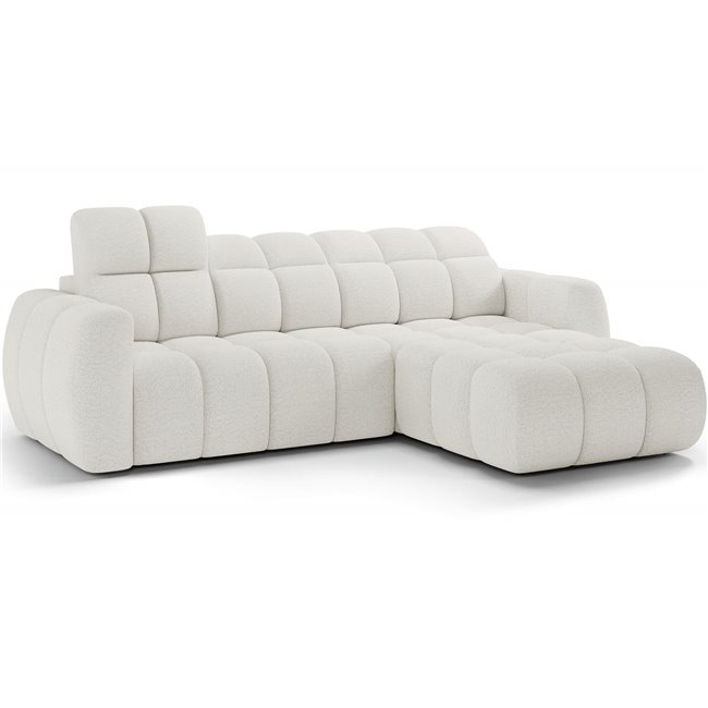 Corner sofa Efanito R, sleeping function, Royal 01, boucle, white, H105x288x200cm