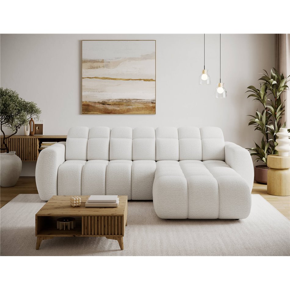 Corner sofa Efanito R, sleeping function, Royal 01, boucle, white, H105x288x200cm