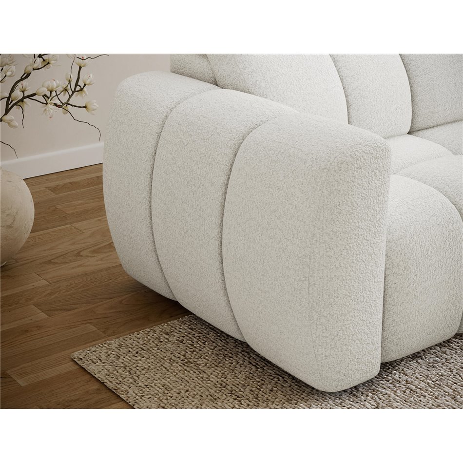 Corner sofa Efanito R, sleeping function, Royal 01, boucle, white, H105x288x200cm