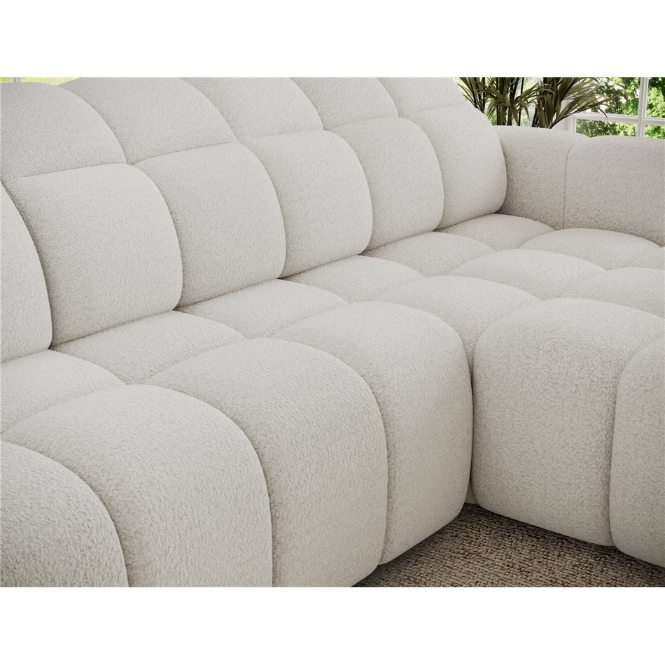 Corner sofa Efanito R, sleeping function, Royal 01, boucle, white, H105x288x200cm