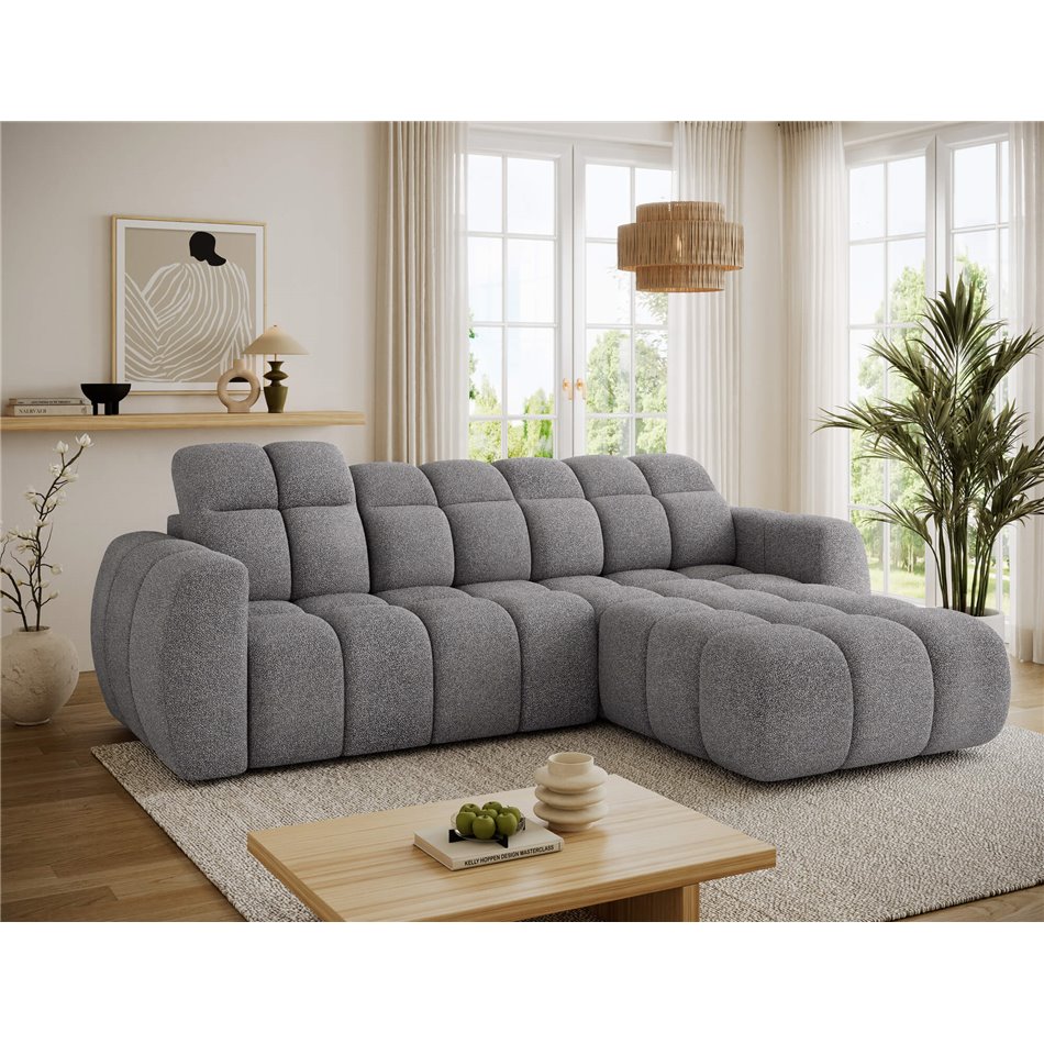 Corner sofa Efanito R, sleeping function, Paolli 04, light grey, H105x288x200cm