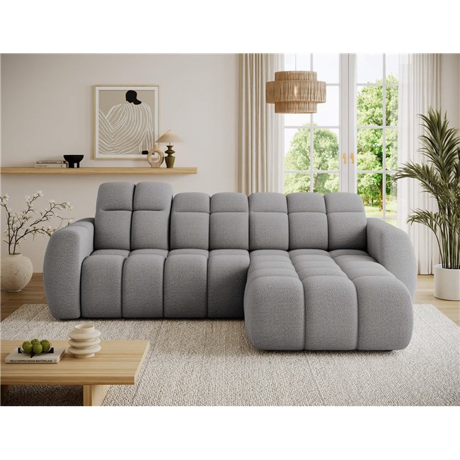 Corner sofa Efanito R, sleeping function, Royal 04, boucle, grey, H105x288x200cm
