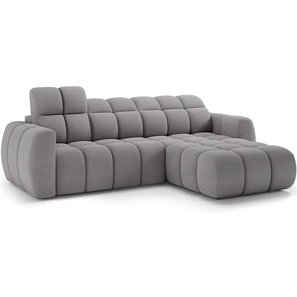 Corner sofa Efanito R, sleeping function, Royal 04, boucle, grey, H105x288x200cm