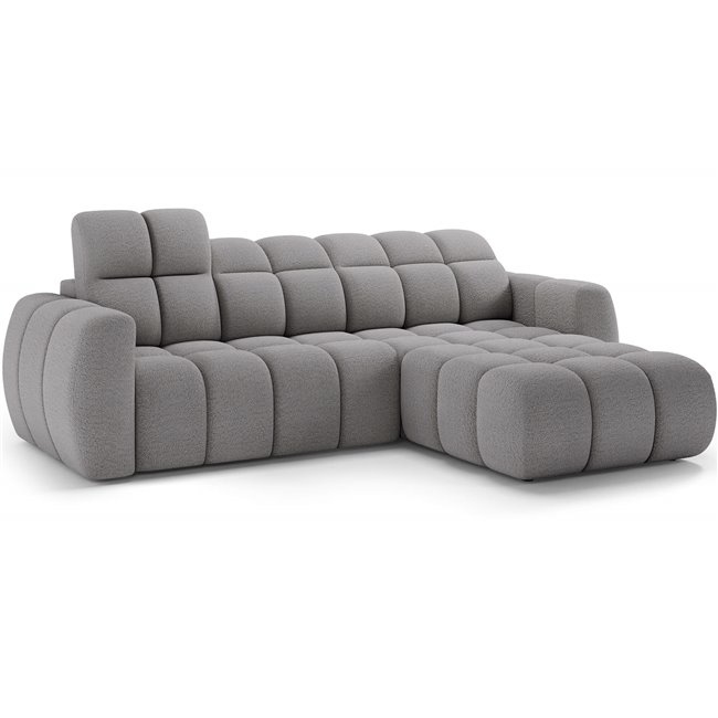 Corner sofa Efanito R, sleeping function, Royal 04, boucle, grey, H105x288x200cm