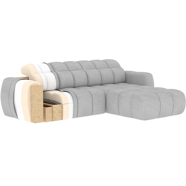 Corner sofa Efanito R, sleeping function, Royal 04, boucle, grey, H105x288x200cm
