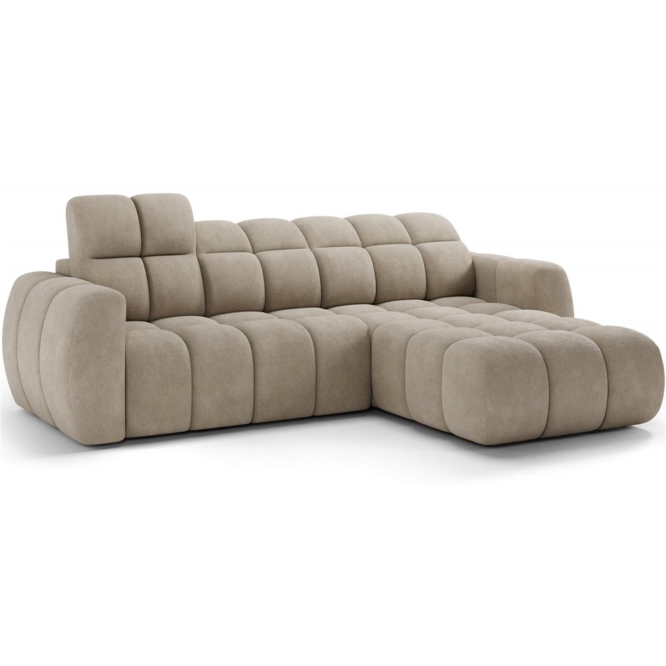 Corner sofa Efanito R, sleeping function, Amore 18, boucle, beige, H105x288x200cm