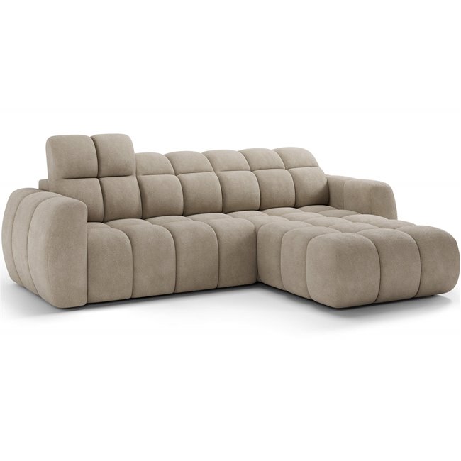 Corner sofa Efanito R, sleeping function, Amore 18, boucle, beige, H105x288x200cm