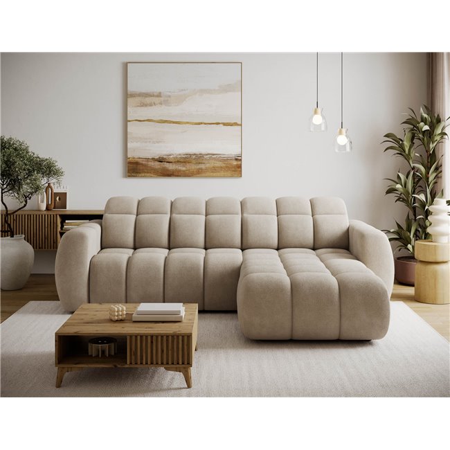 Corner sofa Efanito R, sleeping function, Amore 18, boucle, beige, H105x288x200cm