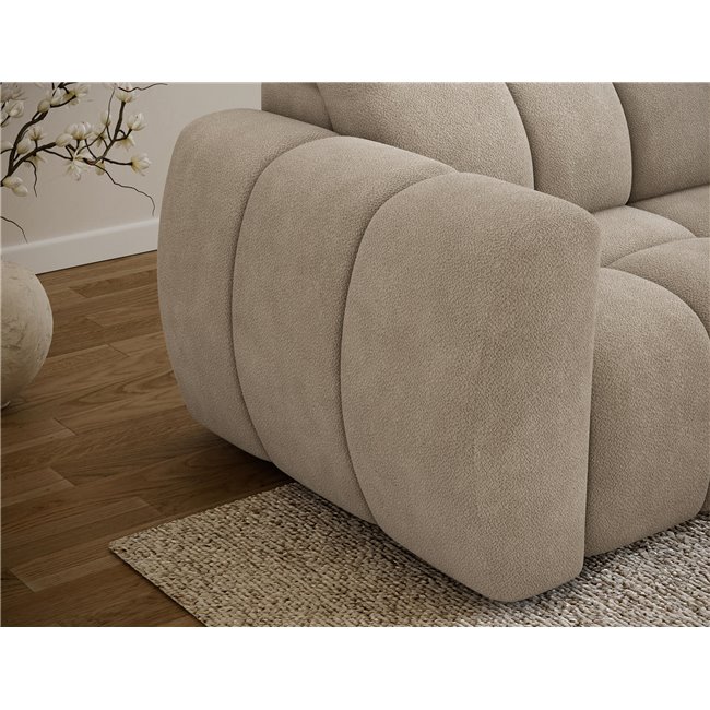 Corner sofa Efanito R, sleeping function, Amore 18, boucle, beige, H105x288x200cm