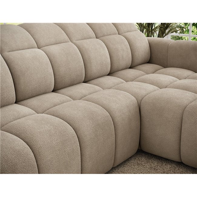 Corner sofa Efanito R, sleeping function, Amore 18, boucle, beige, H105x288x200cm