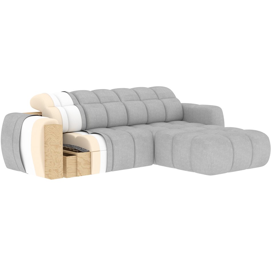 Corner sofa Efanito R, sleeping function, Amore 18, boucle, beige, H105x288x200cm