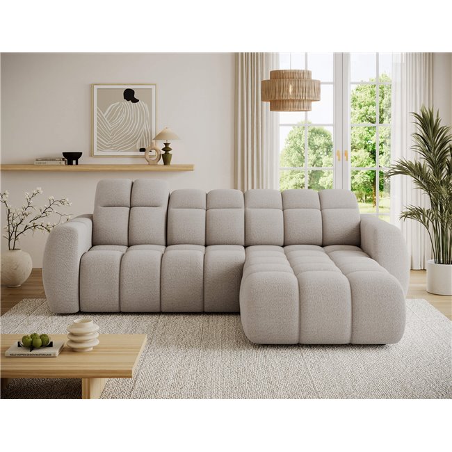 Corner sofa Efanito R, sleeping function, Royal 18, boucle, beige, H105x288x200cm