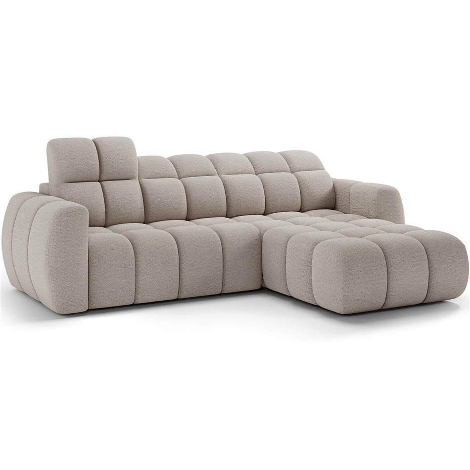 Corner sofa Efanito R, sleeping function, Royal 18, boucle, beige, H105x288x200cm