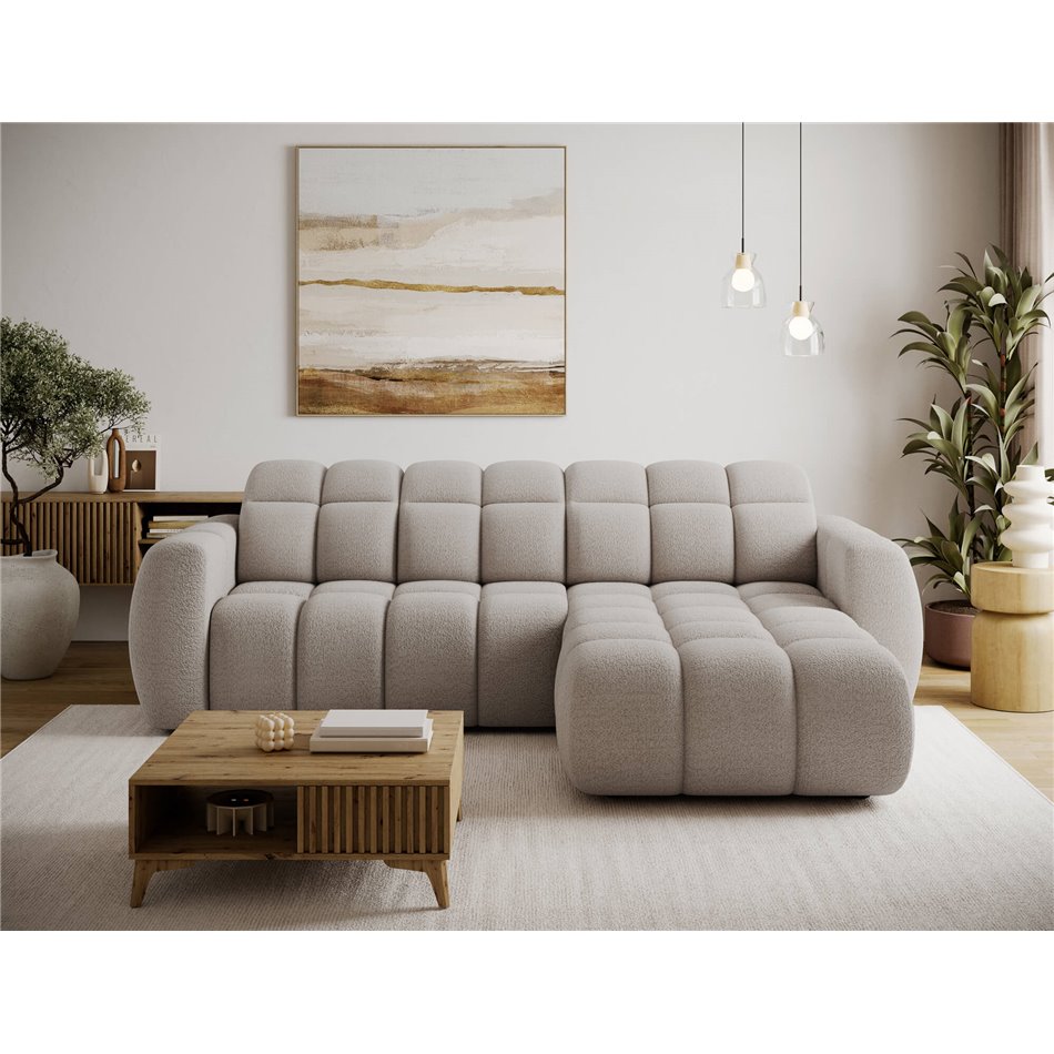 Corner sofa Efanito R, sleeping function, Royal 18, boucle, beige, H105x288x200cm