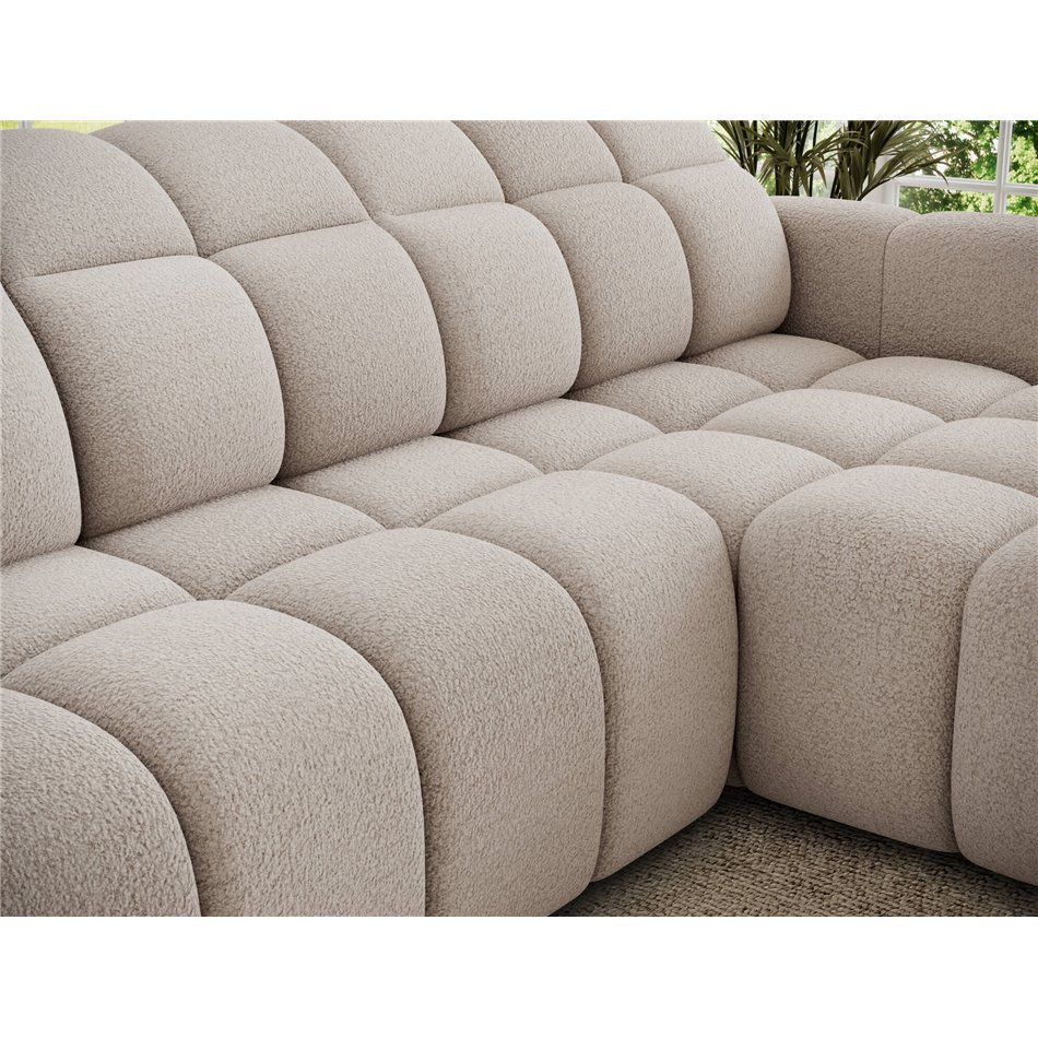 Corner sofa Efanito R, sleeping function, Royal 18, boucle, beige, H105x288x200cm