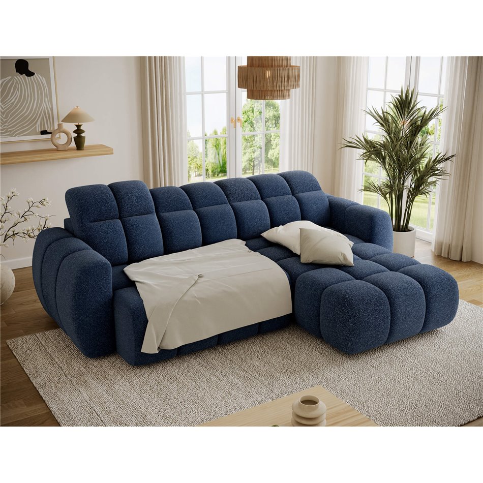 Corner sofa Efanito R, sleeping function, Paolli 40, blue, H105x288x200cm