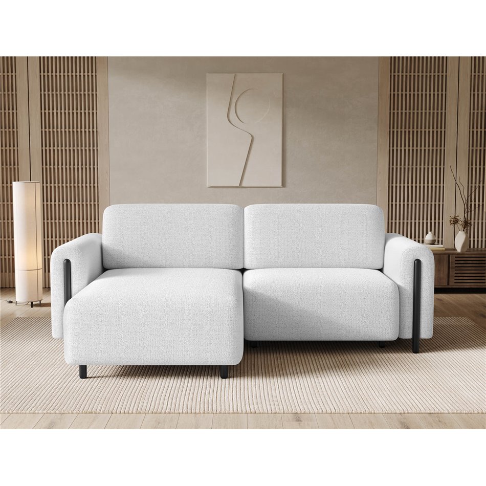 Corner sofa Elcossta L, sleeping function, Royal 01, boucle, white, H95x244x154cm