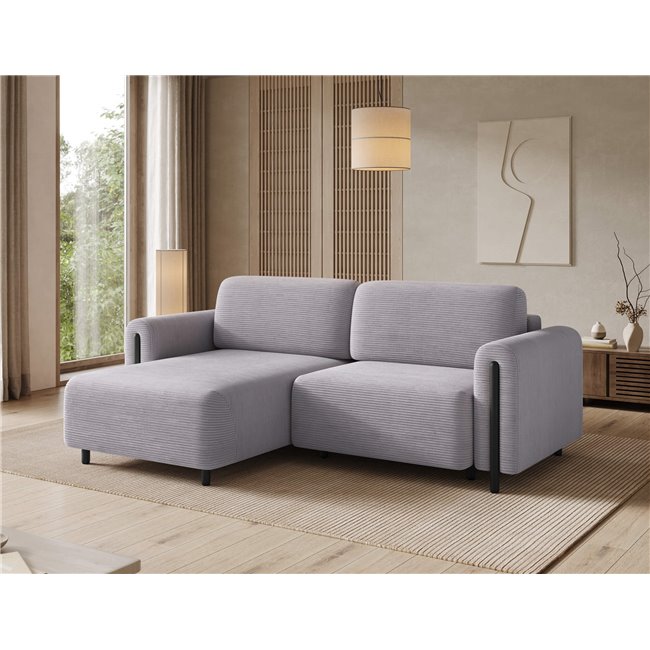 Corner sofa Elcossta L, sleeping function, Jarell 03, corduroy, grey, H95x244x154cm