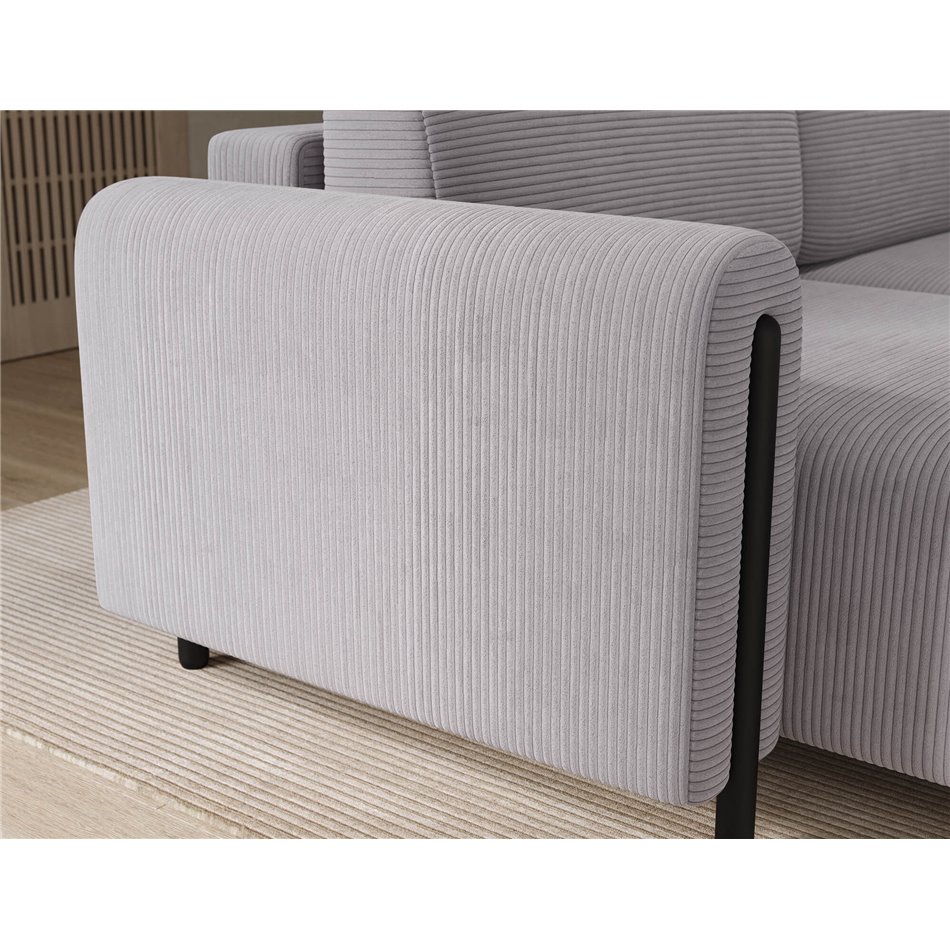 Corner sofa Elcossta L, sleeping function, Jarell 03, corduroy, grey, H95x244x154cm