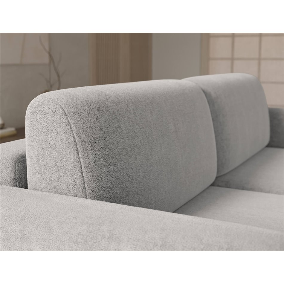 Corner sofa Elcossta L, sleeping function, Amore 04, boucle, grey, H95x244x154cm