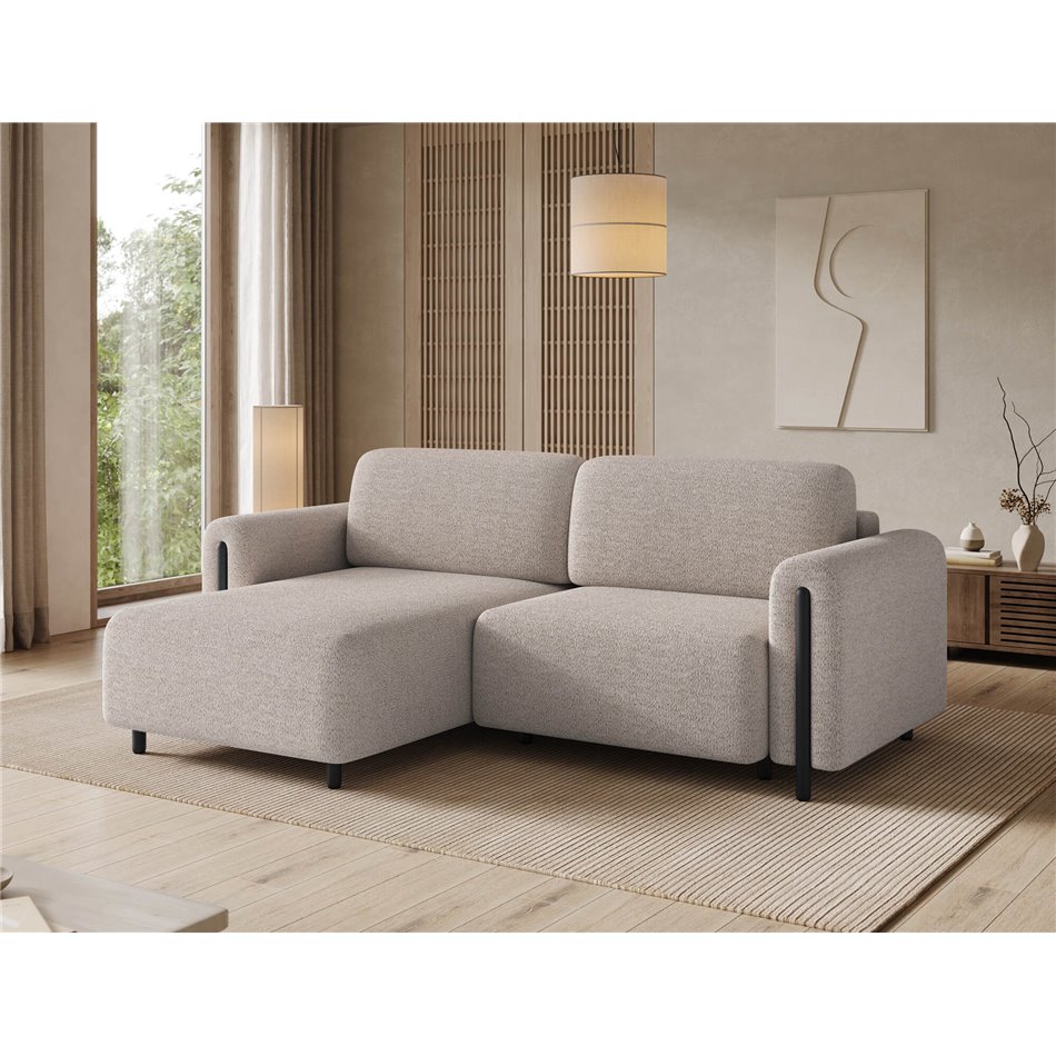 Corner sofa Elcossta L, sleeping function, Royal 18, boucle, beige, H95x244x154cm