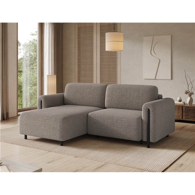 Corner sofa Elcossta L, sleeping function, Royal 20, boucle, brown, H95x244x154cm