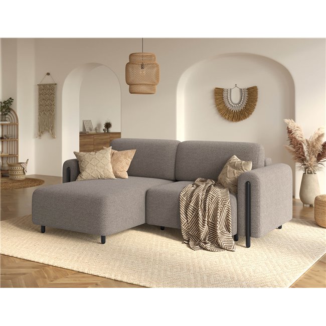 Corner sofa Elcossta L, sleeping function, Royal 20, boucle, brown, H95x244x154cm