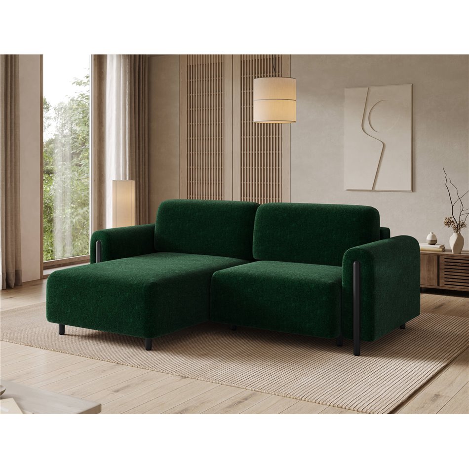 Corner sofa Elcossta L, sleeping function, Amore 35, boucle, dark green, H95x244x154cm
