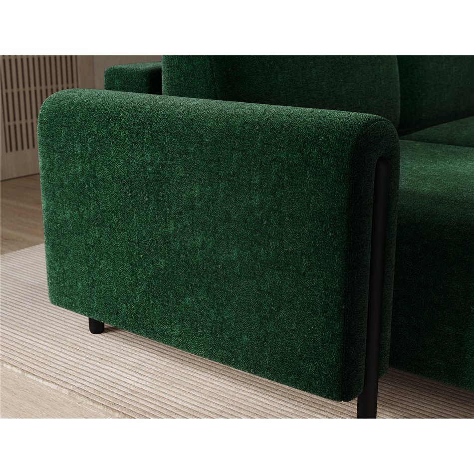 Corner sofa Elcossta L, sleeping function, Amore 35, boucle, dark green, H95x244x154cm
