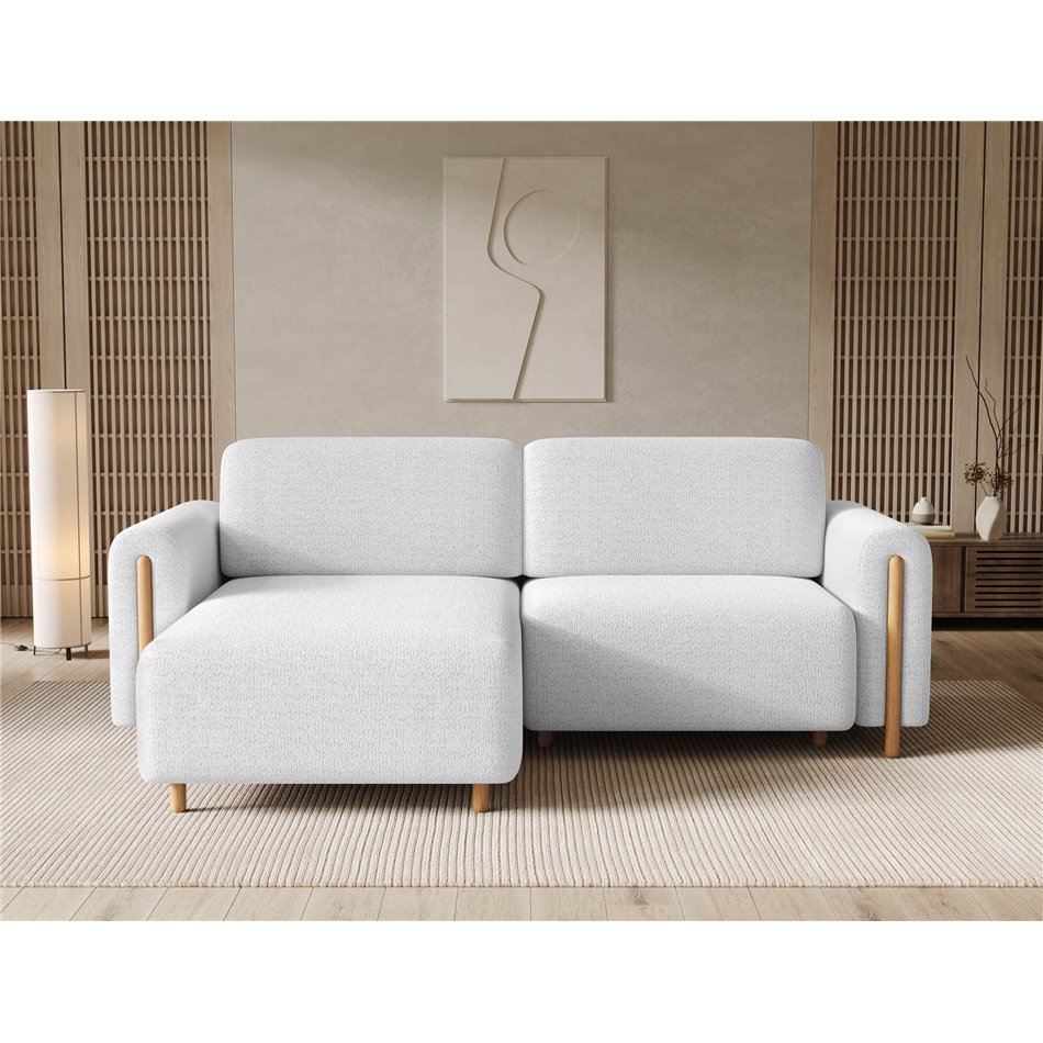 Corner sofa Elcossta L, sleeping function, Royal 01, boucle, white, H95x244x154cm
